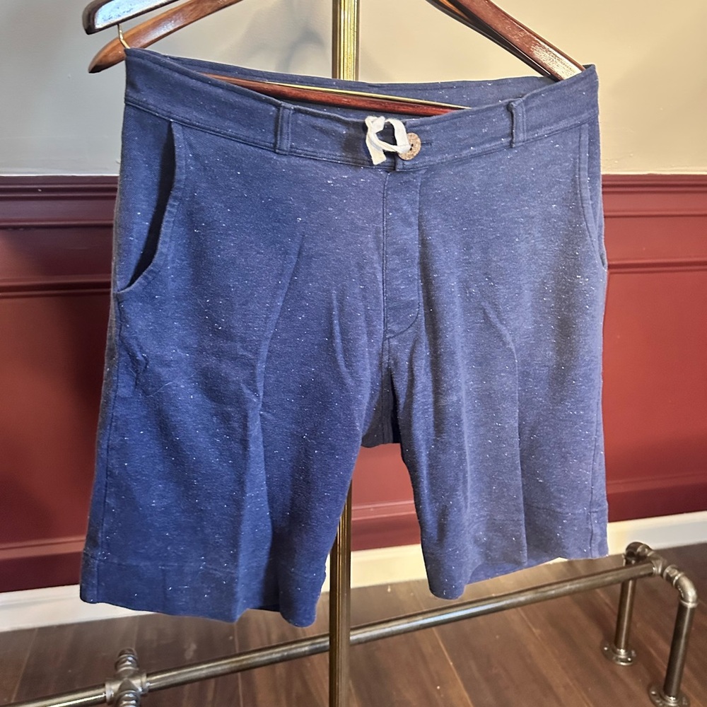 Oliver Spencer blue speckled brushed knit casual shorts